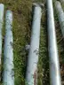 USED (2) ALUMINIUM ROUND POLES, (6) METAL TRAFFIC POLES, (1) SQUARE SIGN POST, (1) ALUMINIUM CURVED POLE