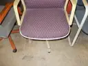 USED (1) MAROON PATTERN CHAIR, (1) GREY SBR WOOD FRAME CHAIR, (1) GREY PATTERN CHAIR, (1) BLUE CLOTH CHAIR