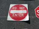 USED (3) STREET SIGNS, (3) STOP SIGNS, (2) DO NOT ENTER SIGNS, (1) NO OUTLET SIGN, (1) NO TRASPASSING SIGN
