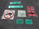 USED (4) ALL WAY SIGNS, (2) CIRCLE-K-CLUB SIGNS, (1) NO TRUCKS SIGN, (2) STREET SIGN,(1) NORTHEAST HISTORIC DISTRIC SIGN