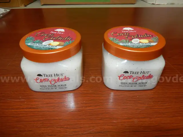 USED (2) TREE HUT COCO COLADA, SHEA SUGAR SCRUB MADE WITH SHEA BUTTER, PINEAPPLE & COCONUT, 18 OZ