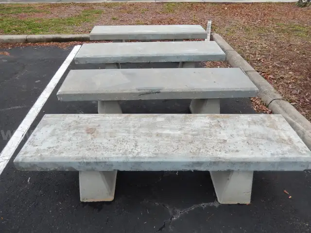 USED (4) CONCRETE BENCHES 18&#x22; H x 72&#x22; L x 20&#x22; W