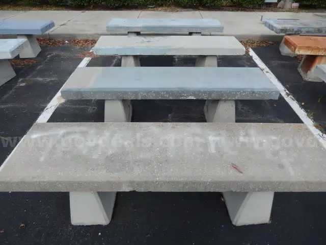 USED (4) CONCRETE BENCHES 18&#x22; H x 72&#x22; L x 20&#x22; W