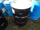 USED (3) 55 GALLON BLACK METAL DRUMS, (1) 55 GALLON BLUE METAL DRUM, (3) 30 GALLONBLUE PLASTIC DRUMS