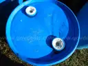 USED (3) 55 GALLON BLACK METAL DRUMS, (1) 55 GALLON BLUE METAL DRUM, (3) 30 GALLONBLUE PLASTIC DRUMS