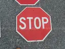USED (5) STOP SIGNS, (2) STREET SIGNS, (1) TRAIL X-ING, (1) NO MOTOR VEHICLES, (1) ARROW SIGN