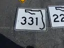 USED (6) FARMERS MARKET PARKING SIGNS, (2) 222 ROAD SIGNS, (1) 331 ROAD SIGN, (1) ROAD SIGN