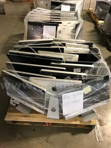 LOT OF IMAC, ALL IN ONES AND CREDIT CARD READER AND PRINTERS ON THREE PALLETS.