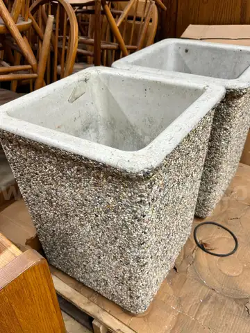 Lot of 2 Concrete Trashcans