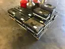 LOT OF 5 GALLON TEST MEASURES AND WEIGHT KITS.