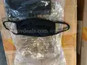 LOT OF BLACK CLOTH FACE MASKS ON ONE PALLET.