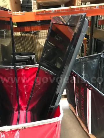 Bin of Audio/Cisual Equipment (2LCDs, Power strip and 2 wall mounts)
