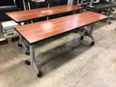 Set of 6 Wooden Desk with Wheels