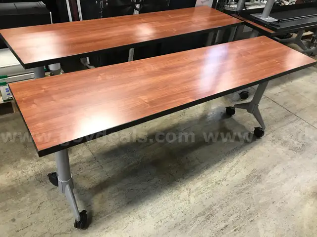 Set of 6 Wooden Desk with Wheels