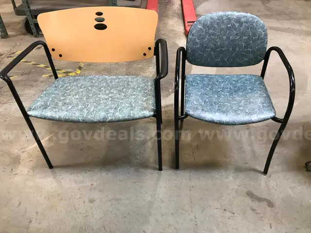 Set of 20 VERSA STANDARD STACK CHAIRS with Blue/Green Cushioned upholstery