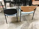 Set of 20 VERSA STANDARD STACK CHAIRS with Blue/Green Cushioned upholstery
