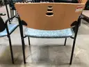 Set of 20 VERSA STANDARD STACK CHAIRS with Blue/Green Cushioned upholstery