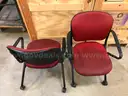 Set of 81 Red KI Folding Chairs with Casters and Armrests