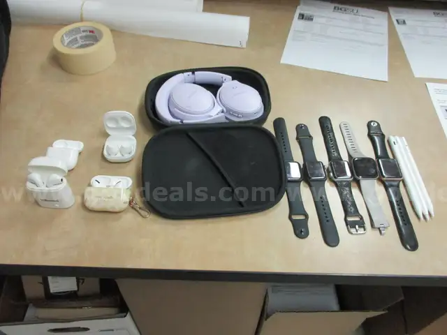 Apple Watches, Earbuds, Apple Pencil, Bose Head Phones, and Ipad Stylus