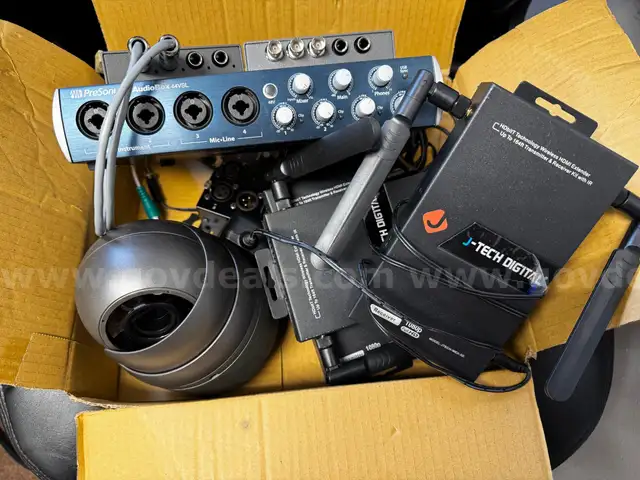 MISC POLICE RECEIVERS,TRANSMITTERS,CAMERA,MIXERS,BI-AMP (SOLD AS IS)