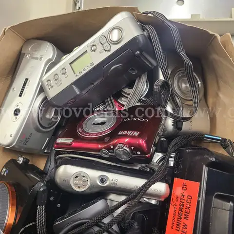 1 Box of Old Various Cameras