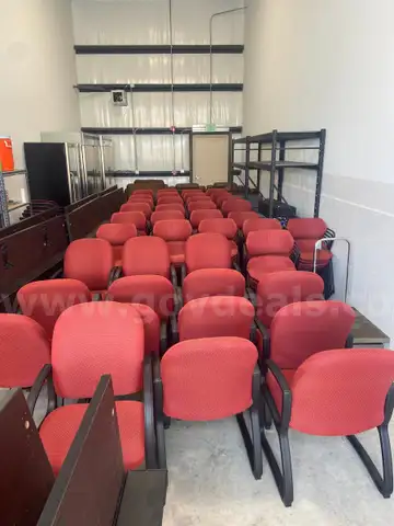 Office, religious organization, meeting room. 150 stacking chairs, 14 armchairs, 11 tables.