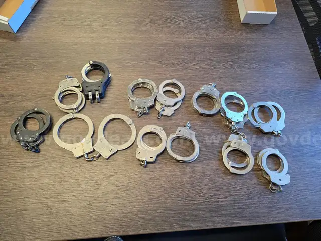 Police Rain Gear, Assorted Pouches, Handcuffs NO KEYS