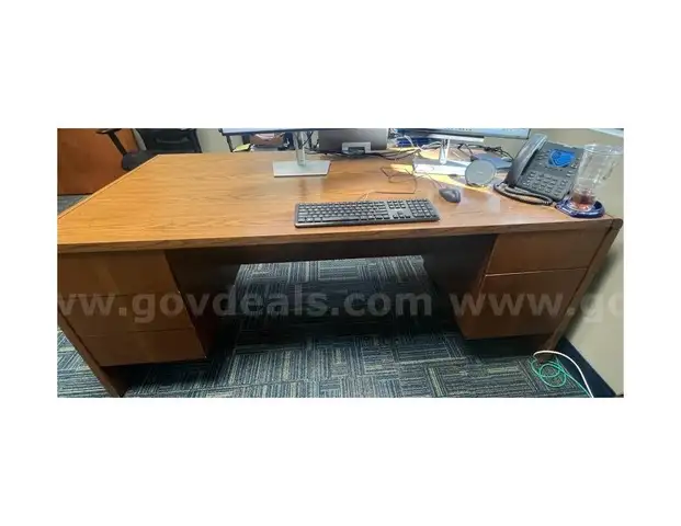 Set - Wood Office Desk &#x26; Matching Storage Console (2 pieces)