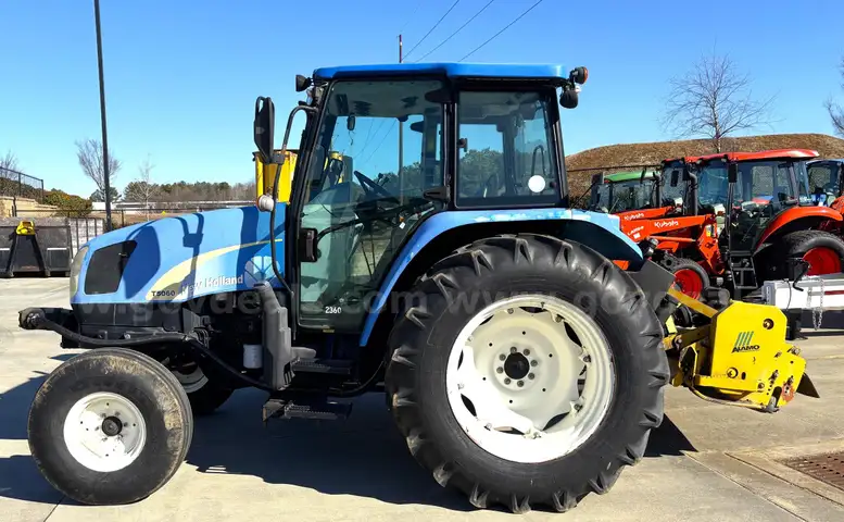 2010 New Holland T5060 2WD Cab Tractor With Side and Rear Flail Mowers