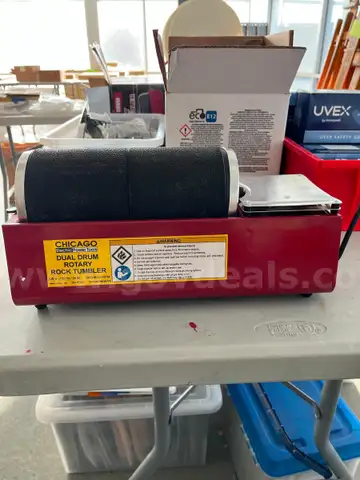 A LOT OF 2 CHICAGO ELECTRIC DUAL DRUM ROTARY ROCK TUMBLERS