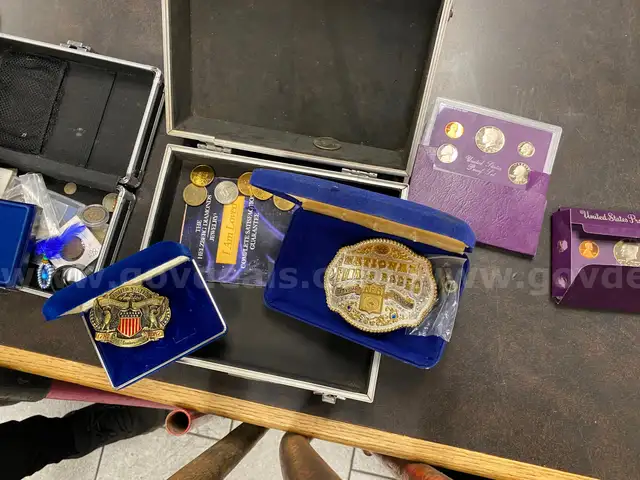 Lot of Miscellaneous Coins, Stamps & Watches