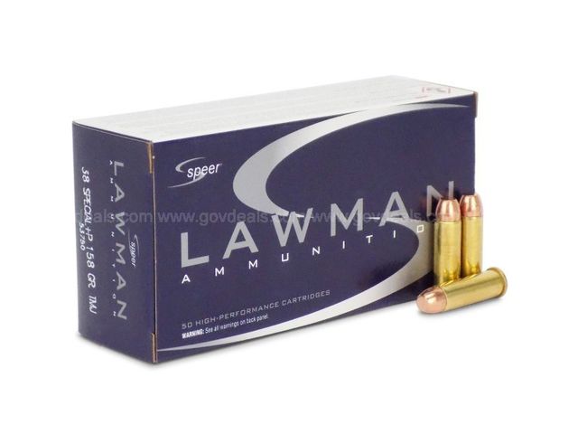 Speer Lawman Ammunition 38 Special+P 158 Gr. TMJ | GovDeals