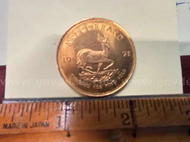 one (1) 1971 gold Krugerrand coin 1 oz circa 1971