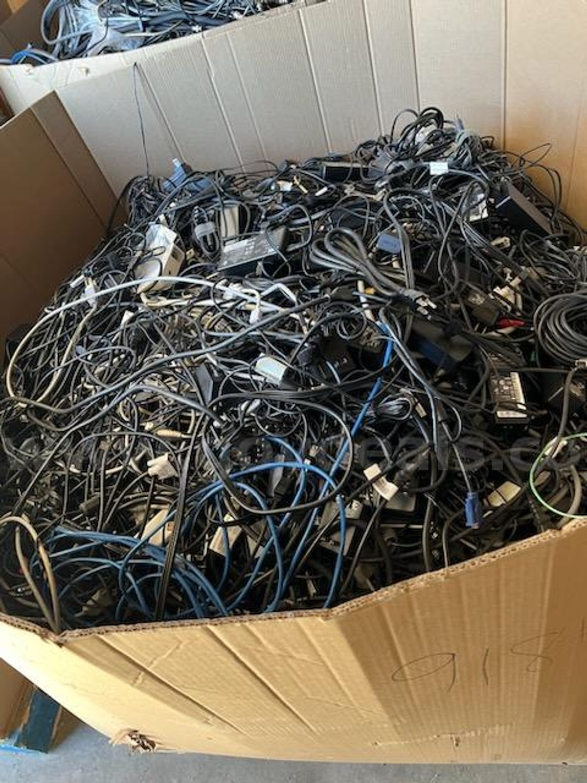 1 - Gaylord Box of Misc. Scrap Wire, Power Packs, Cables, etc.. Weight ...