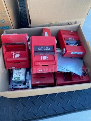 Used Commercial Fire Pull Station/Smoke Detectors/Strobes and Escutcheon&#x27;s