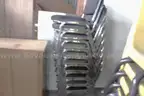 Lot of misc yellow chairs, cloth chairs. shelves, desk, cabinets,