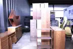 Lot of misc yellow chairs, cloth chairs. shelves, desk, cabinets,