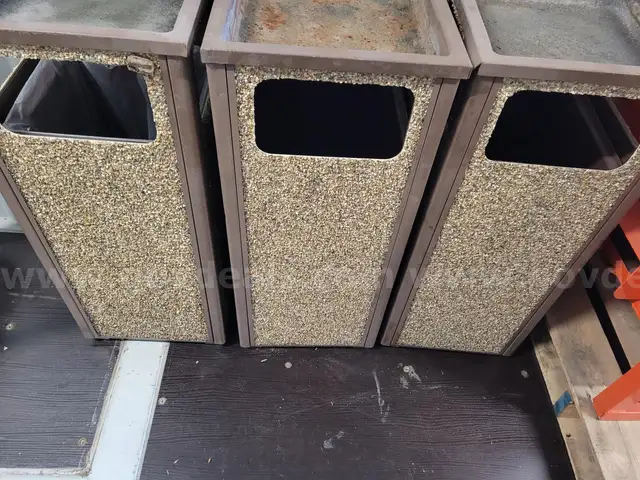 Lot of 3 Aggregate Stone Panel Trash Cans
