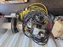 Lot of various electric cords with 2 metal spools
