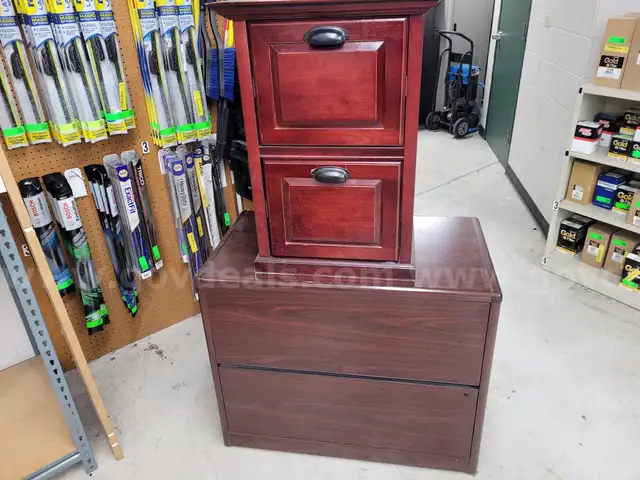 Lot of 2 Office File Cabinets &#x2013; Wood Finish