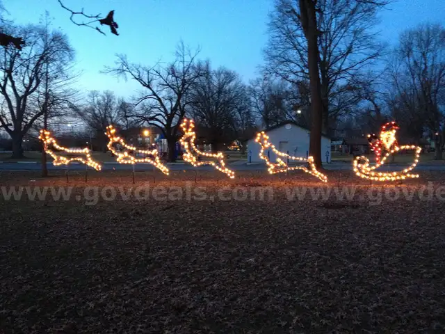 Vintage Santa and Sleigh and Gold Happy Holidays Lighted Christmas Display