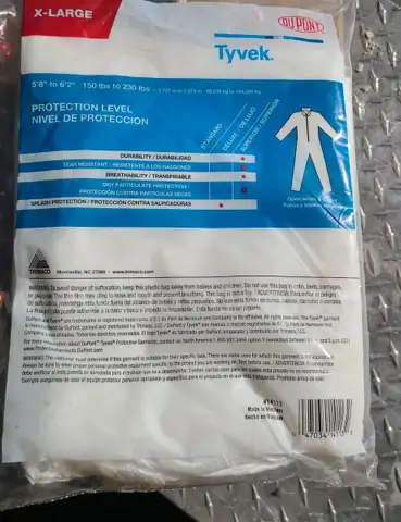 Tyvek Straight Suit Coverall * NEW **