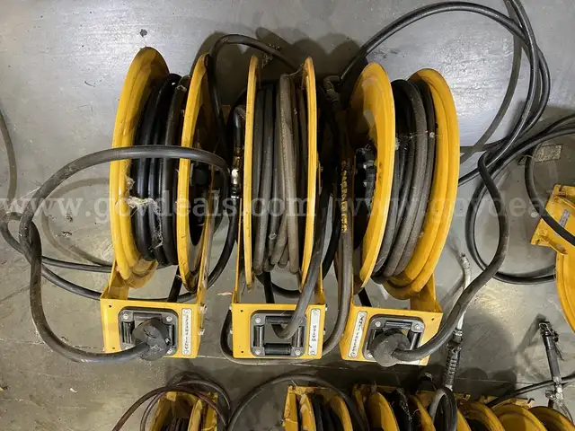Asset ID #5354  – Two antifreeze hose reels and one water hose reel.- USED