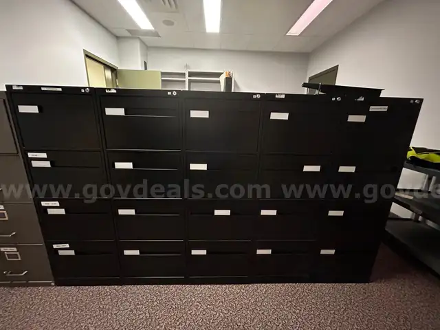 5 Black Filing Cabinets