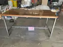 Larger bar height Glass top wood table with casters
