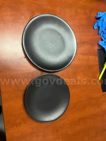Lot of Matte Black 8&#x22; and 11&#x22; plates with cart