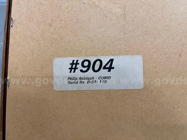 CURIO CABINET W/ 4 GLASS SHELVES, DOUBLE DOORS AND RECESS LIGHTING