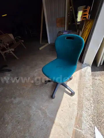 12 Green Plastic Chair with Black Rolling Legs