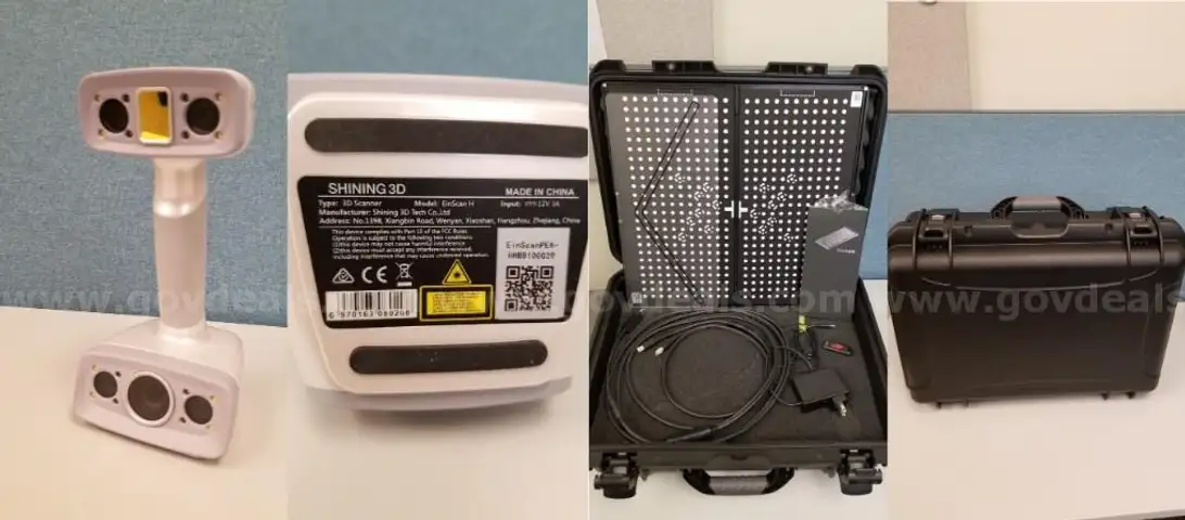 Shining 3D Type 3D Scanner Model EinScan H SN 6970163080208 with accessories and hard-shell carrying case