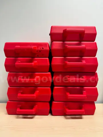 Lot of 11 Latching Storage Cases with Foam (Red Colour)